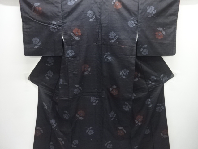 JAPANESE KIMONO / TSUMUGI / WOVEN FLOWER